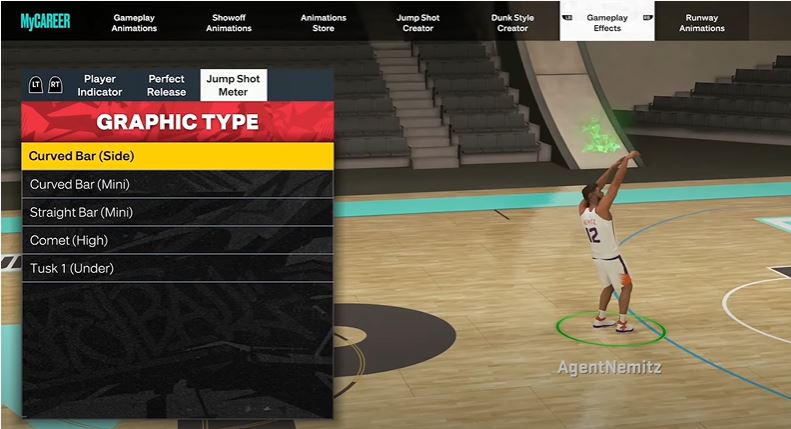 the image shows How To Change Shot Meter Through My-career Settings