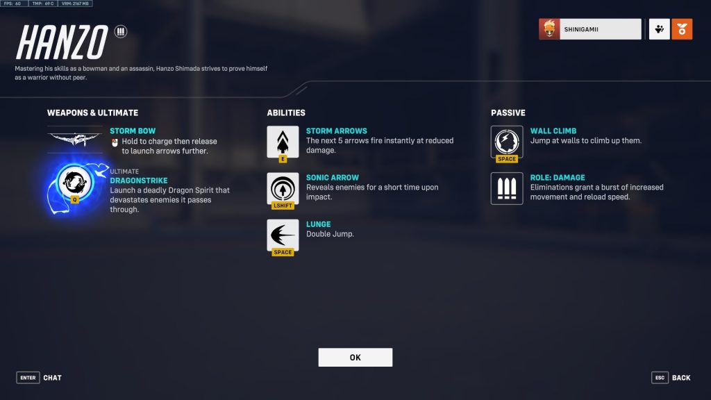 Hanzo's Weapon and Abilities