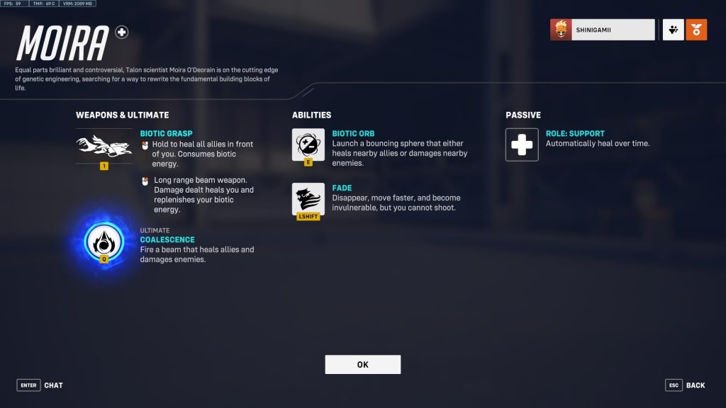 Moira's Weapon and Abilities