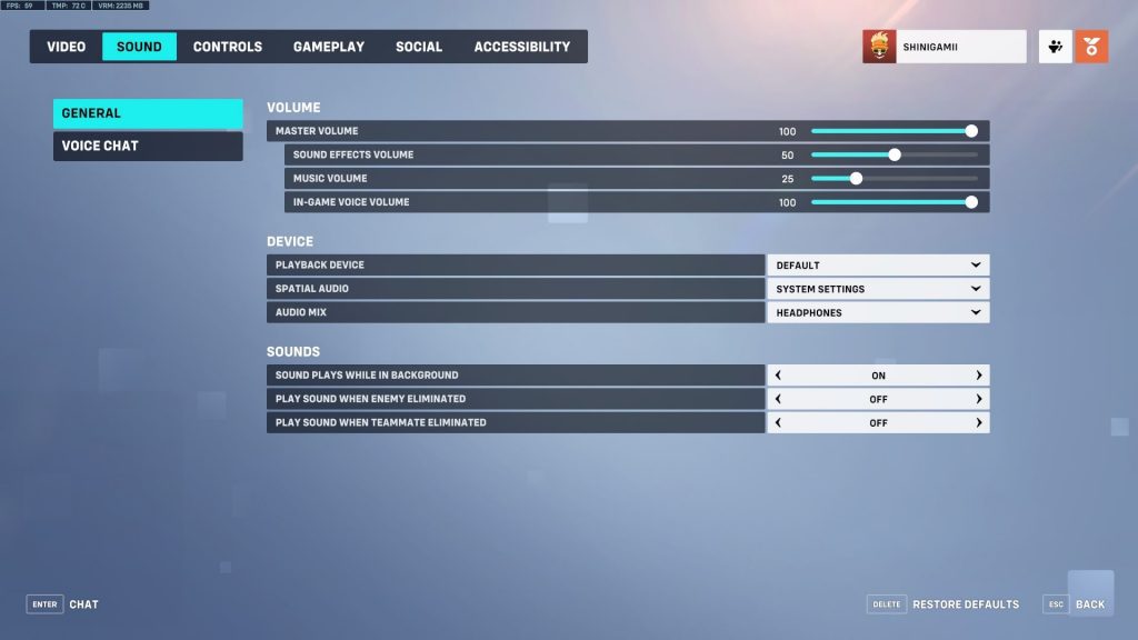 Overwatch 2 Sound Settings