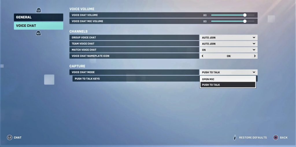 PS5 Voice settings