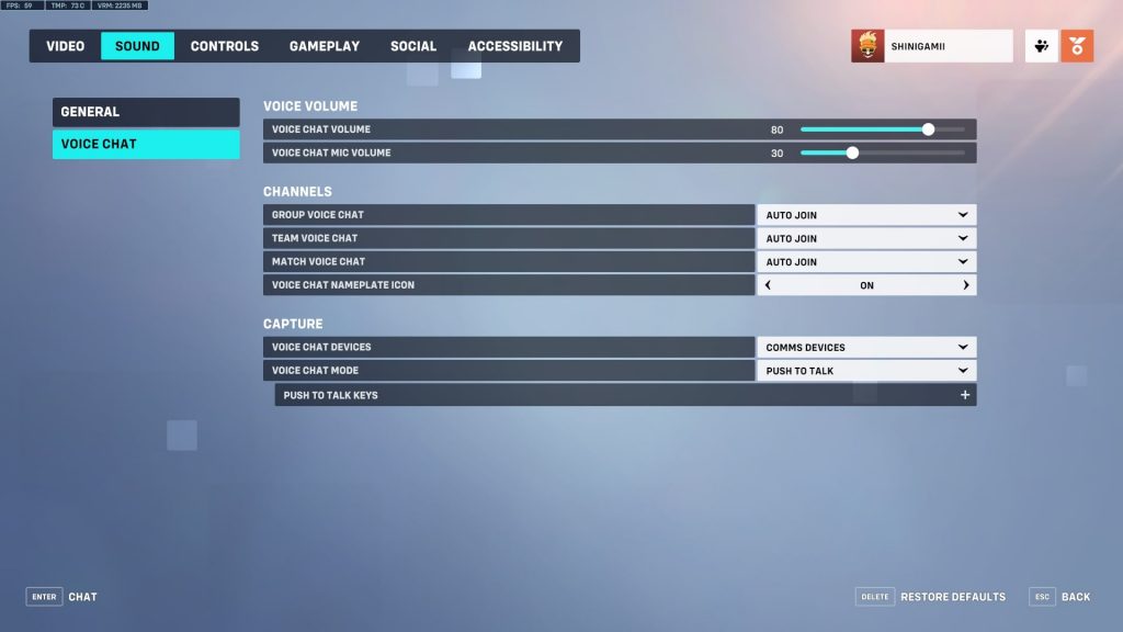 Voice Chat Menu