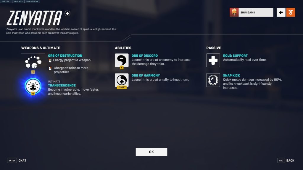 Zenyatta's Weapon and Abilities