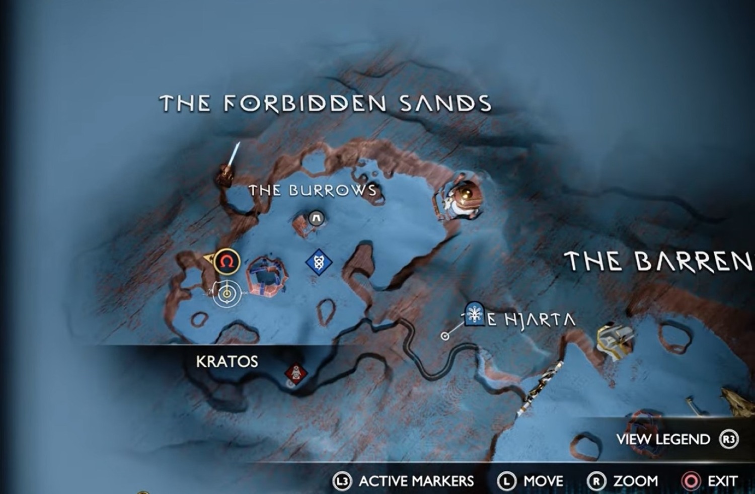 Location of Dawnbloom on map of God of war Ragnarok