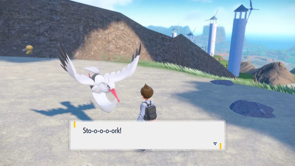 Bombirdier from Pokemon Scarlet, screeching at the player.