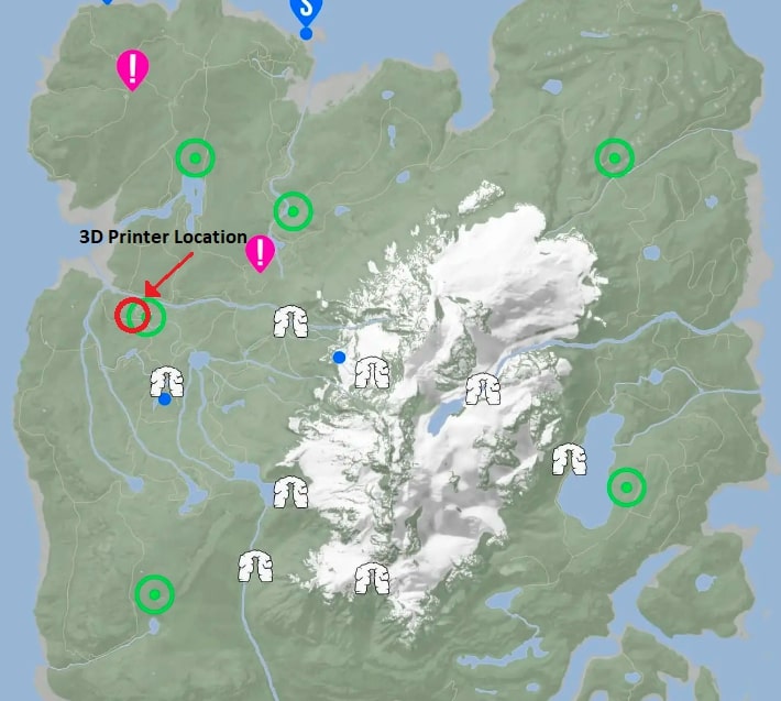 Pinpoint map location of 3D printer in Sons of The Forest