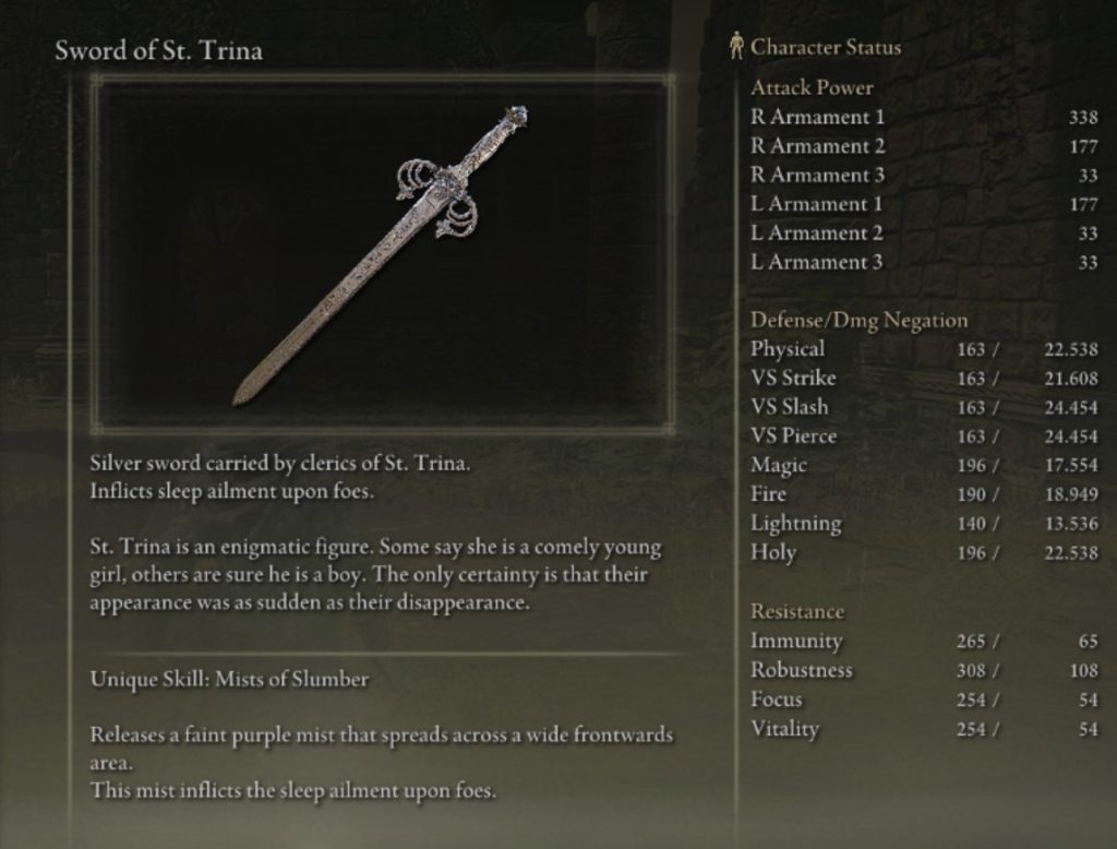 elden ring sword of saint trina