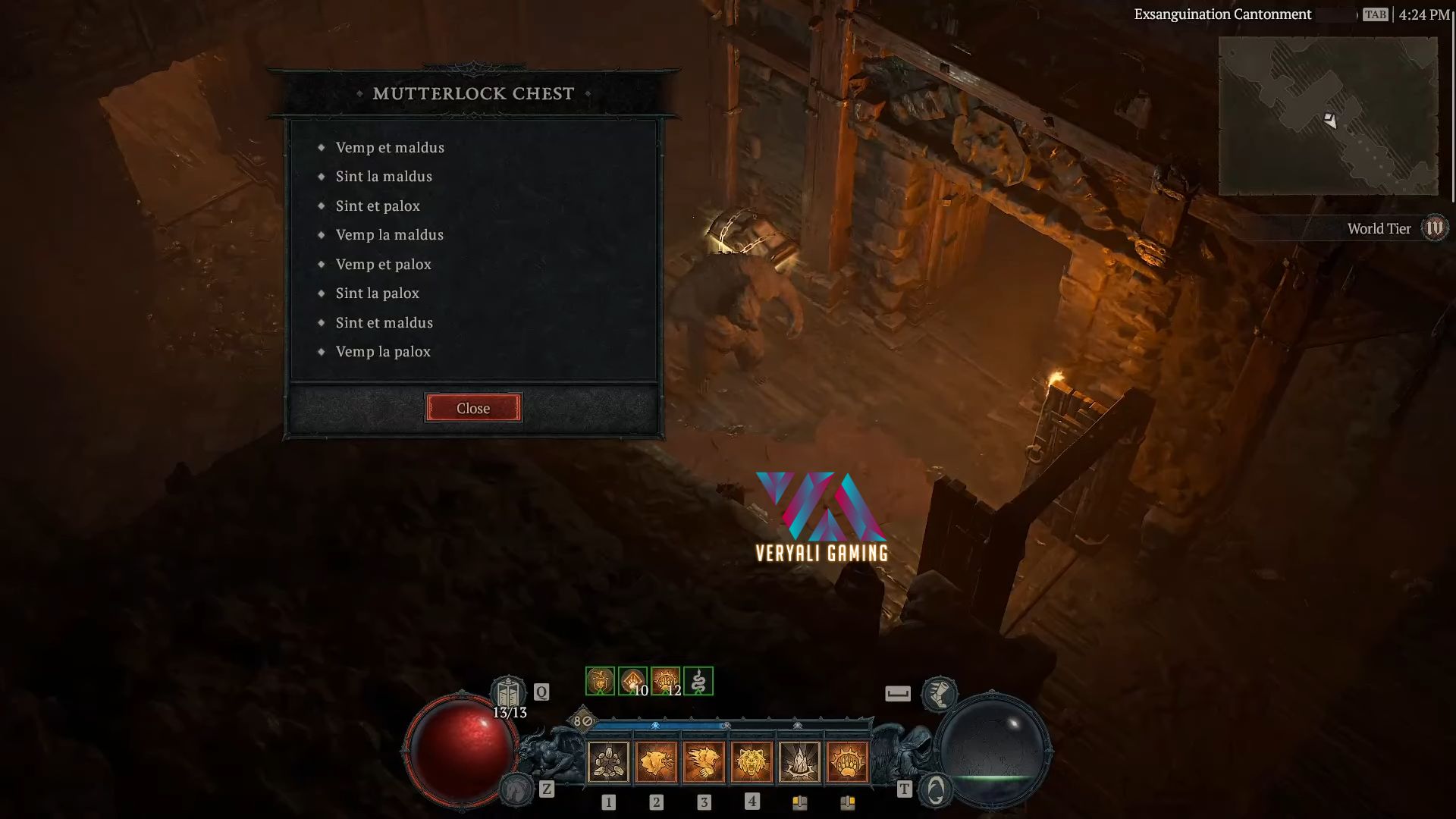 choosing the right command is necessary to unlock mutterlock chest