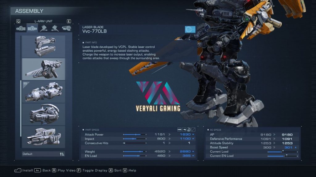 armored core 6 melee weapon laser blade vvc-770lb