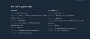 system requirements for Naraka 